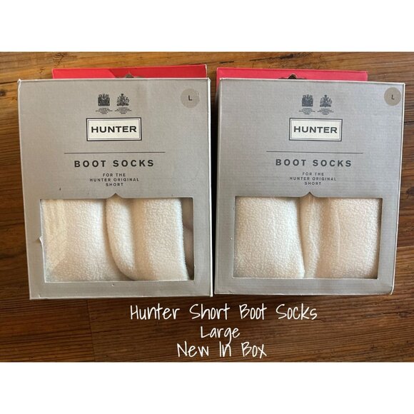 Hunter Half Cuff Boot Socks Liners Unisex White Size Large - Lot of 2 New - Picture 1 of 2